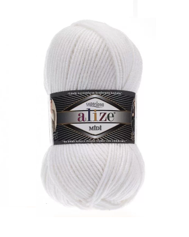 Alize Superlana Midi 55, 25% шерсть, 75 % акрил, 100 гр. 170 м.