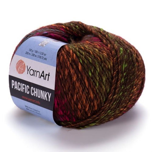 YarnArt Pacific Chunky 301(рыжий/малиновый/хаки/коричн.), 20% шерсть, 80% акрил, 100 гр. 200 м.