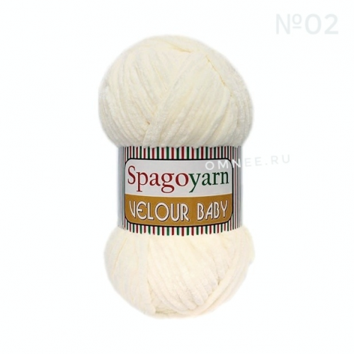 Spagoyarn Velour Baby 02 (кремовый) 100% микрополиэстер, 100гр., 120 м., велюровая пряжа