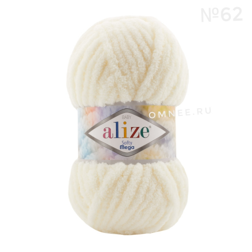 Alize Baby Softy MEGA цв.: 62 (кремовый), микрополиэстер 100%, 100 гр. 70 м.